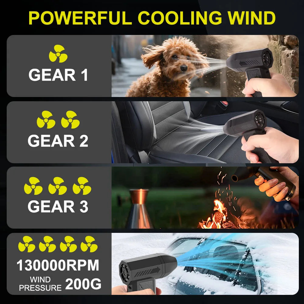 Powerful Electric Air Duster: 130000RPM & 80W Portable Car Washer for Effortless Interior Cleaning