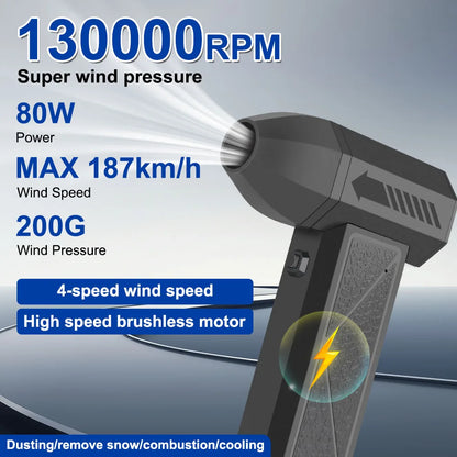 Powerful Electric Air Duster: 130000RPM & 80W Portable Car Washer for Effortless Interior Cleaning